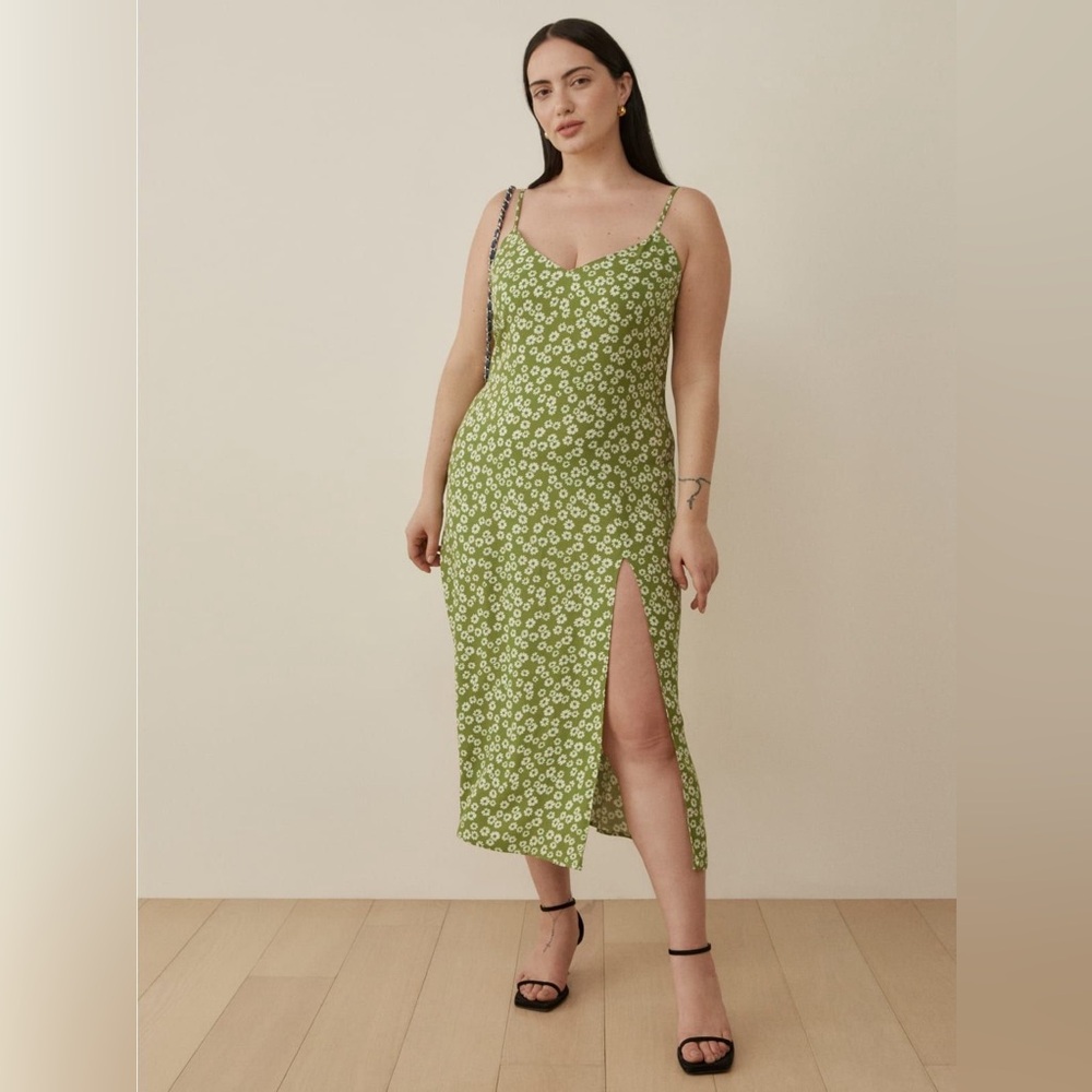 Reformation Crimini Slip Midi Dress Fennel
